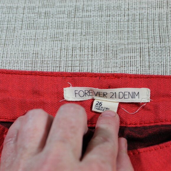 Vintage Y2K Forever 21 Size 26 Denim Red Jeans - Picture 5 of 6